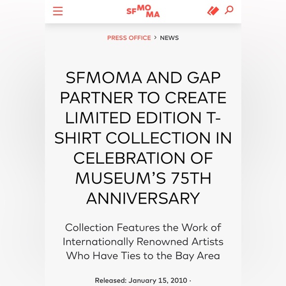 Limited Edition Gap x SFMOMA 75th Anniversary Artist Shirt 2010 XXS Larry Sultan - Picture 9 of 11